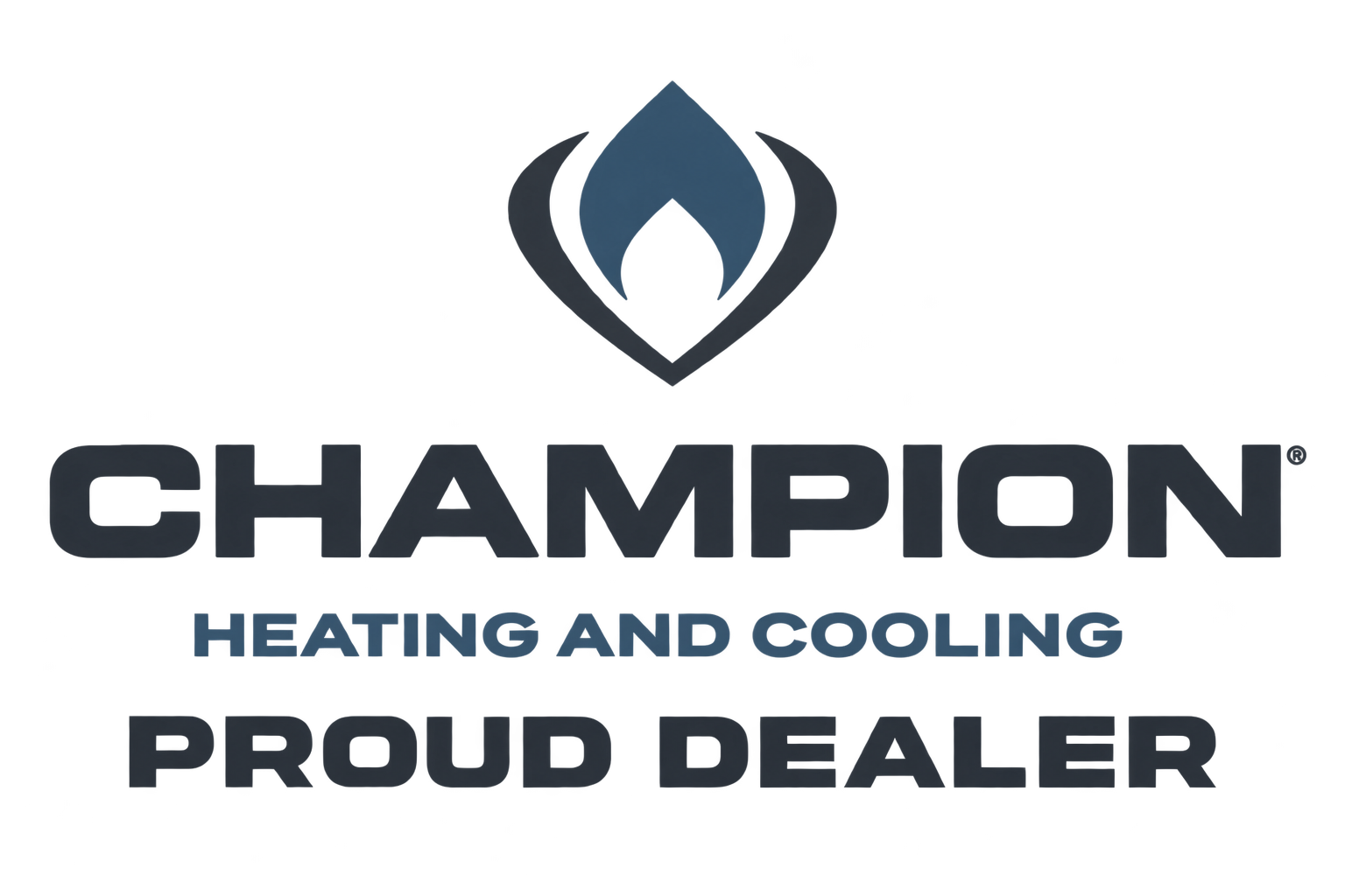 Champion Heating and Cooling proud dealer badge