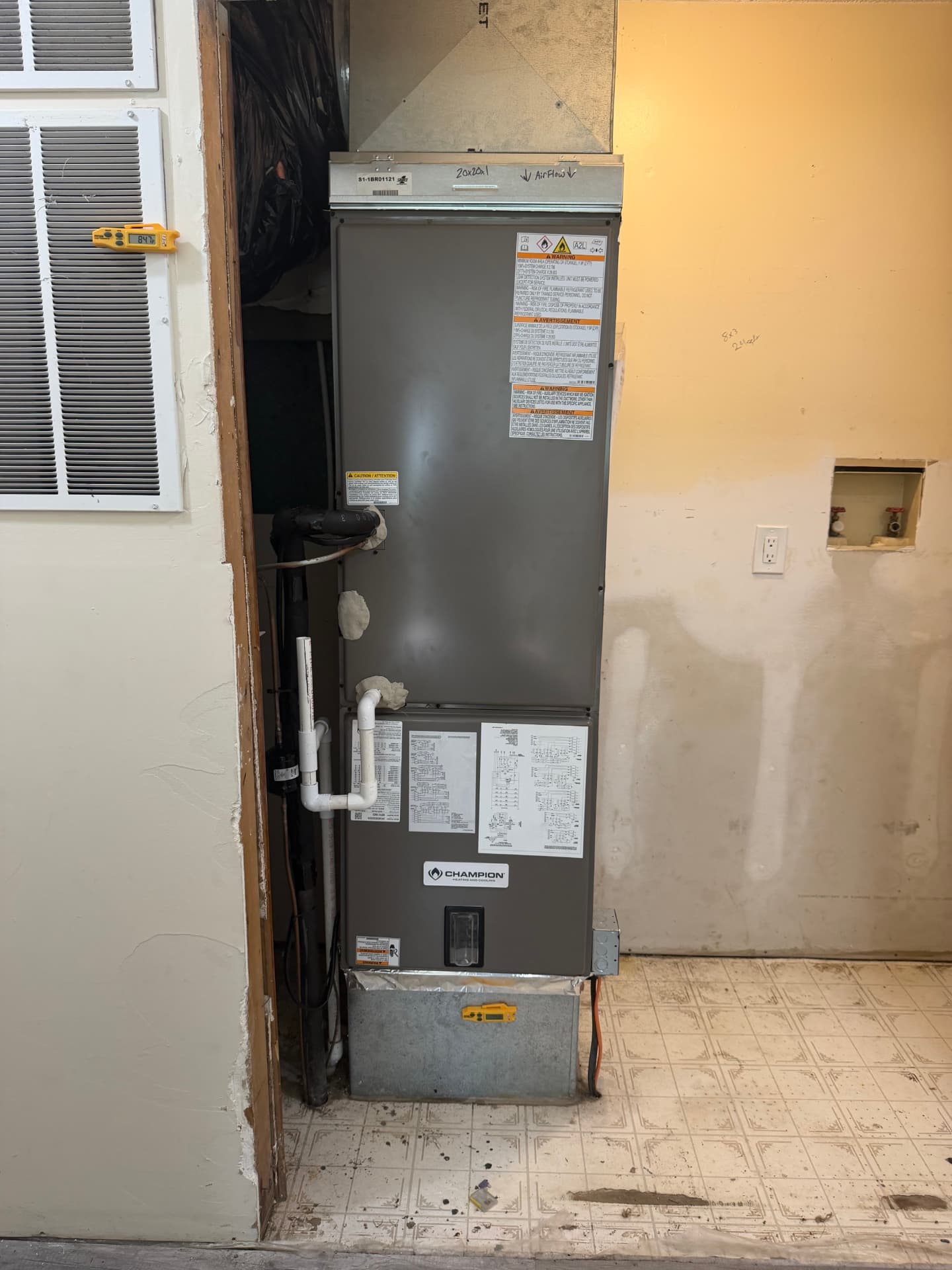 Champion air handler installation by Alvizo Heating & Cooling in Overland Park, KS